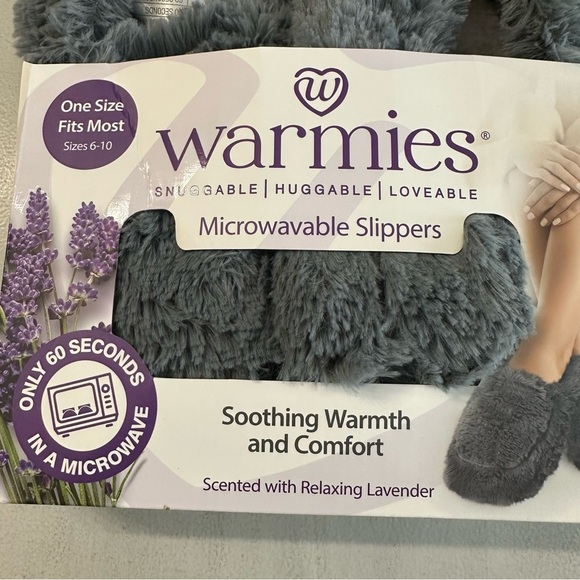Warmies Women’s Grey Fuzzy Microwaveable Slippers One Size Fits Most 6-10 NIB - Picture 5 of 6